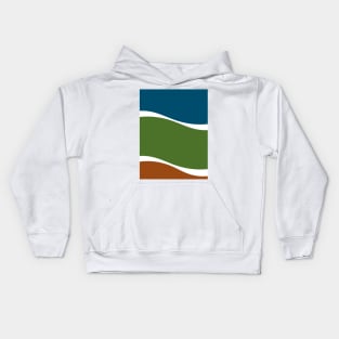 Aegean Blue, Basil, Burnt Orange Waves Kids Hoodie